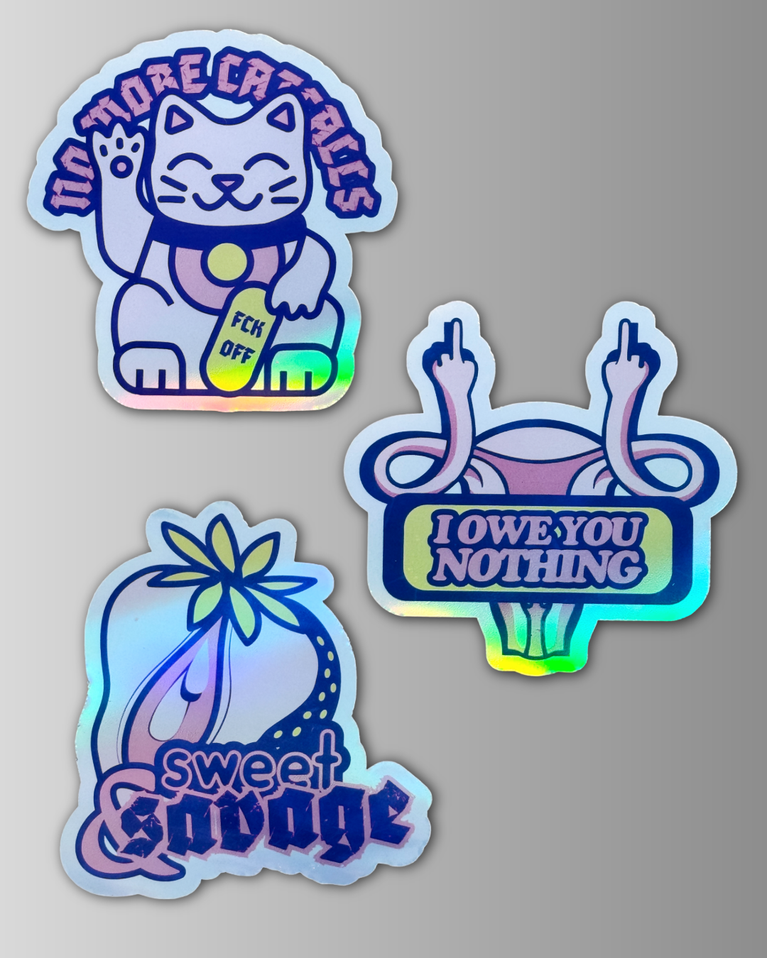 Holographischer Sticker „I owe you nothing!“