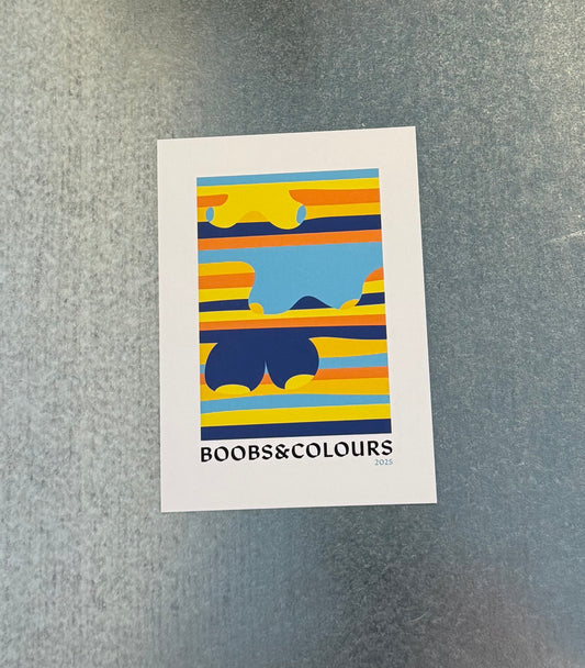 B&C Grafik Postkarte Print Blau/Gelb