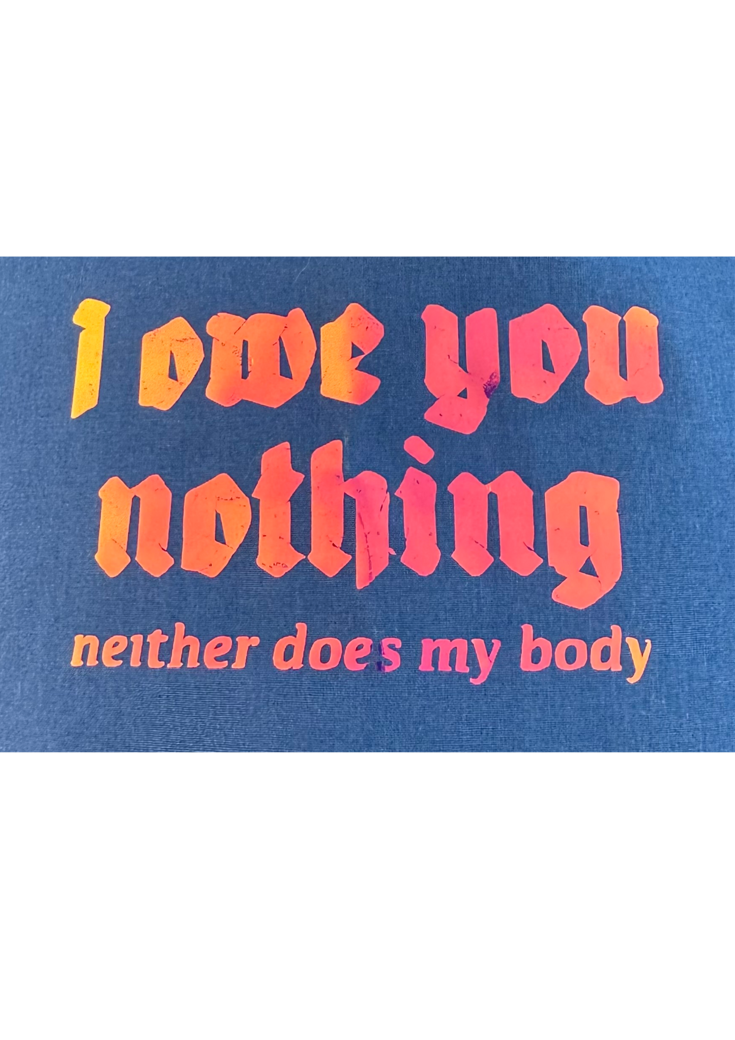 Tragetasche "I owe you nothing" blau